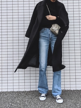 「MOUSSY（マウジー）のアイテム（その他アウター）」を使った、maichinさん（レディース・178cm）の冬コーディネート