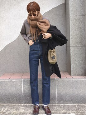 「MOUSSY（マウジー）のアイテム（その他アウター）」を使った、maichinさん（レディース・178cm）の冬コーディネート