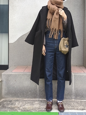 「MOUSSY（マウジー）のアイテム（その他アウター）」を使った、maichinさん（レディース・178cm）の冬コーディネート