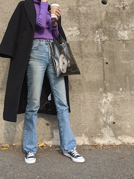「MOUSSY（マウジー）のアイテム（その他アウター）」を使った、maichinさん（レディース・178cm）の冬コーディネート