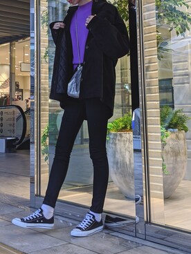 「MOUSSY（マウジー）のアイテム（その他アウター）」を使った、maichinさん（レディース・178cm）の冬コーディネート