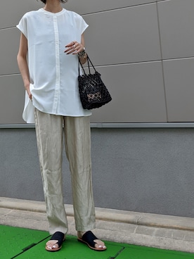 「ISOOK（アイスー）のアイテム（パンツ）」を使った、maichinさん（レディース・178cm）の夏コーディネート