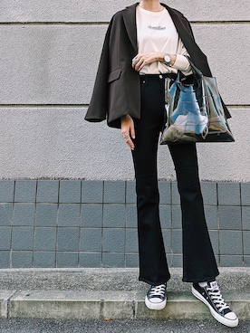 「MOUSSY（マウジー）のアイテム（テーラードジャケット）」を使った、maichinさん（レディース・178cm）の秋コーディネート