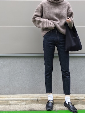 「MOUSSY（マウジー）のMVS SKINNY（デニムパンツ）」を使った、maichinさん（レディース・178cm）の秋コーディネート