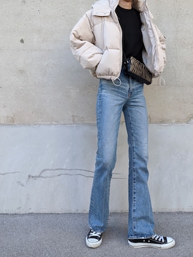 「fifth（フィフス）の中綿ショートダウンコート（ダウンジャケット/コート）」を使った、maichinさん（レディース・178cm）の秋コーディネート