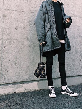「MOUSSY（マウジー）のアイテム（その他アウター）」を使った、maichinさん（レディース・178cm）の冬コーディネート