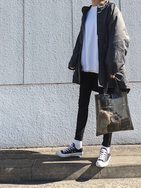 「MOUSSY（マウジー）のアイテム（その他アウター）」を使った、maichinさん（レディース・178cm）の冬コーディネート