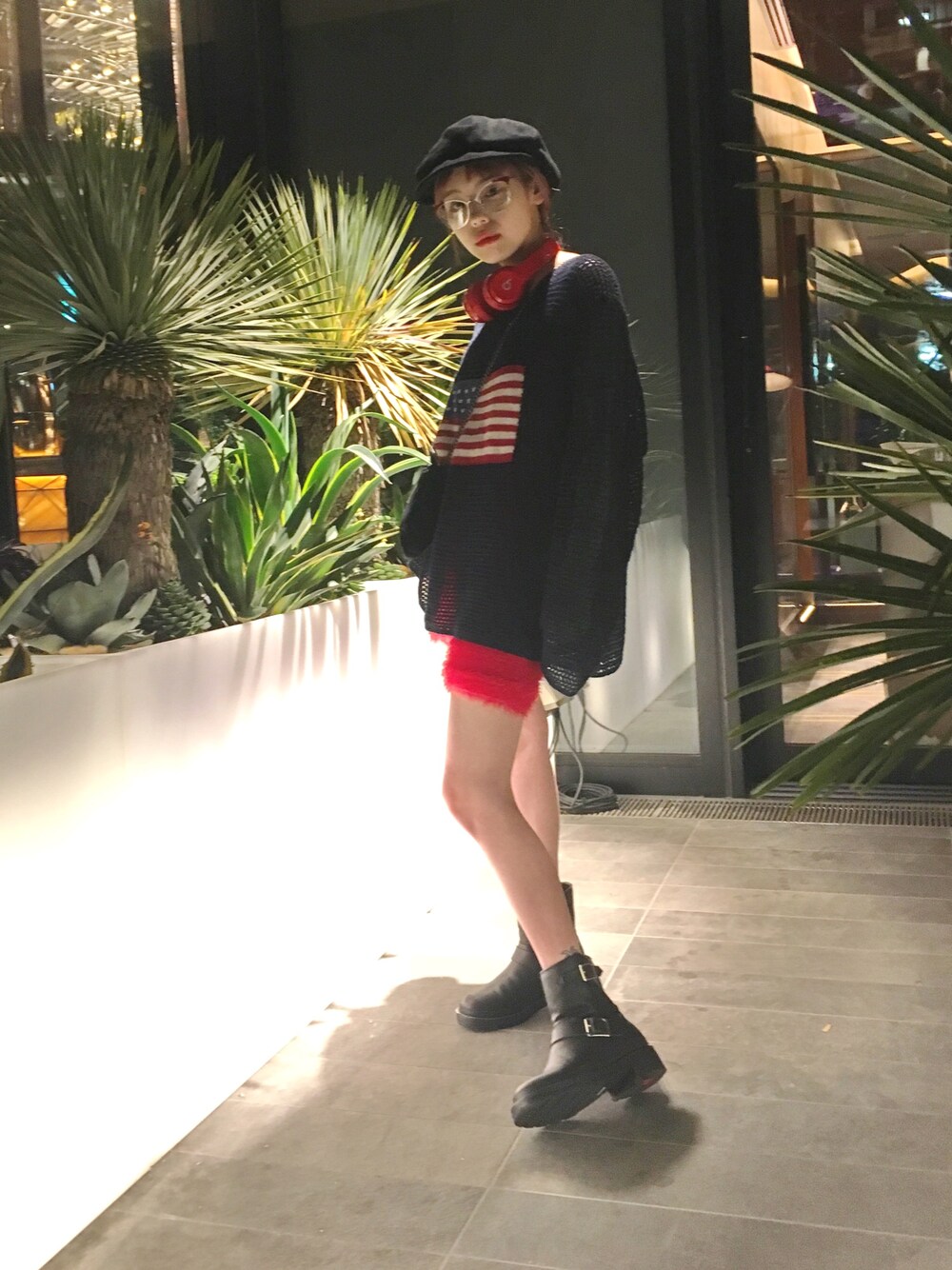 「LILICIOUS、部屋着、オールインワン」｜「LILICIOUSのシャギーニットルームウェア（ルームウェア/パジャマ、レッド系）」を使った、瀬戸あゆみさん（レディース・152cm）の夏コーディネートの1枚目の写真