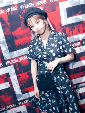 「LILICIOUS」｜「アイテム（ハンチング/ベレー帽）」を使った、瀬戸あゆみさん（レディース・152cm）の夏コーディネート