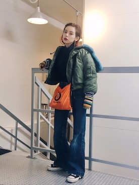「tiit（ティート）のアイテム」を使った、瀬戸あゆみさん（レディース・152cm）の冬コーディネート