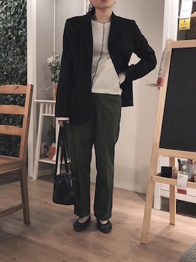 「Handmade（ハンドメイド）のアイテム（テーラードジャケット）」を使った、MIYUさん（レディース・156cm）の春コーディネート