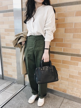「白ソックス」｜「アイテム（バレエシューズ、ベージュ系）」を使った、MIYUさん（レディース・156cm）の春コーディネート