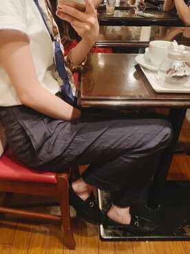 「ネイビー×ホワイト」｜「アイテム（財布/小物）」を使った、MIYUさん（レディース・156cm）の夏コーディネート