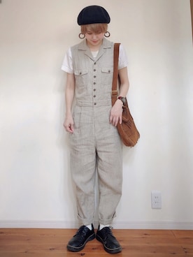 「アイテム（つなぎ/オールインワン、その他）」を使った、ゆりあのこあらさん（レディース・158cm）の夏コーディネート