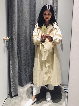 「LEMAIRE（ルメール）のアイテム（トレンチコート）」を使った、有河riverさん（レディース・162cm）の秋コーディネート