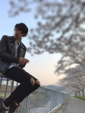 「WEGO（ウィゴー）のアイテム（ライダースジャケット）」を使った、かずさん（メンズ・172cm）の春コーディネート