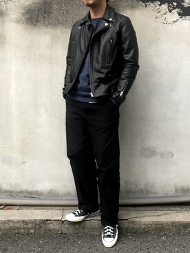 「アーバンリサーチ」｜「アイテム（ライダースジャケット）」を使った、rossomikiさん（メンズ・173cm）の冬コーディネート