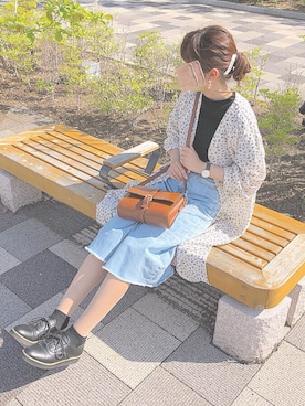 「chocomee（チョコミー）のアイテム（デニムスカート）」を使った、なつみかんさん（レディース・155cm）の春コーディネート