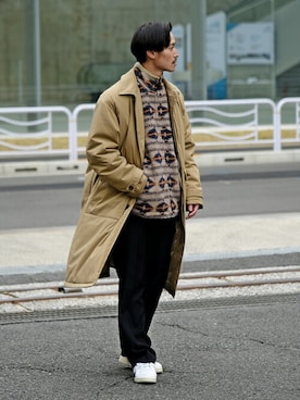「オーバーコート」｜「アイテム（ブルゾン）」を使った、安本さん（メンズ・170cm）の冬コーディネート