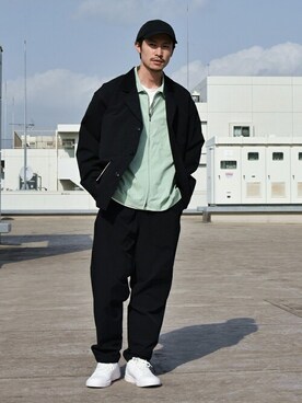 「アイテム（ブルゾン）」を使った、安本さん（メンズ・170cm）の春コーディネート