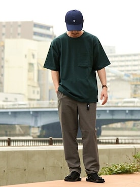 「KEEN（キーン）のアイテム（シューズ）」を使った、安本さん（メンズ・170cm）の夏コーディネート