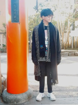 「KENZO」｜「アイテム（チェスターコート）」を使った、慶仁さん（メンズ・170cm）の冬コーディネート