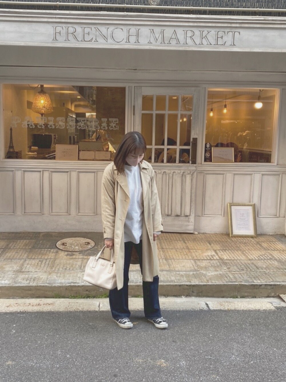 「オトナカジュアル、大人女子、大人コーデ、シンプル、カジュアル、プチプラコーデ、カジュアルコーデ、オフィスカジュアル、オフィスコーデ」｜「GUのアイテム（トレンチコート、ベージュ系）」を使った、𝙮𝙪𝙠𝙞𝙣𝙖さん（レディース・162cm）の春コーディネートの1枚目の写真