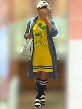 「ミッキーT」｜「アイテム（シャツワンピース）」を使った、みりんさん（レディース・157cm）の夏コーディネート