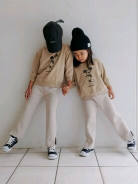 「AZUL by moussy（アズールバイマウジー）のアイテム（スウェット）」を使った、Mさん（キッズ・120cm）の秋コーディネート