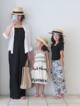 「シミラールック」｜「アイテム（オールインワン・サロペット）」を使った、Mさん（キッズ・120cm）の夏コーディネート