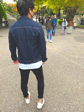 「UNIQLO（ユニクロ）のWOMEN ウルトラストレッチジーンズ（デニムパンツ）」を使った、あおい@Σ(ﾟдﾟ；)さん（メンズ・163cm）の冬コーディネート