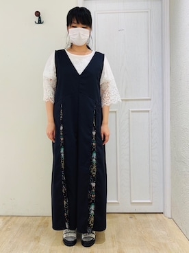 「iS ScoLar（イズスカラー）のアイテム（サロペット/オーバーオール）」を使った、スカラーあべのソラハ店さん（レディース・160cm）の夏コーディネート