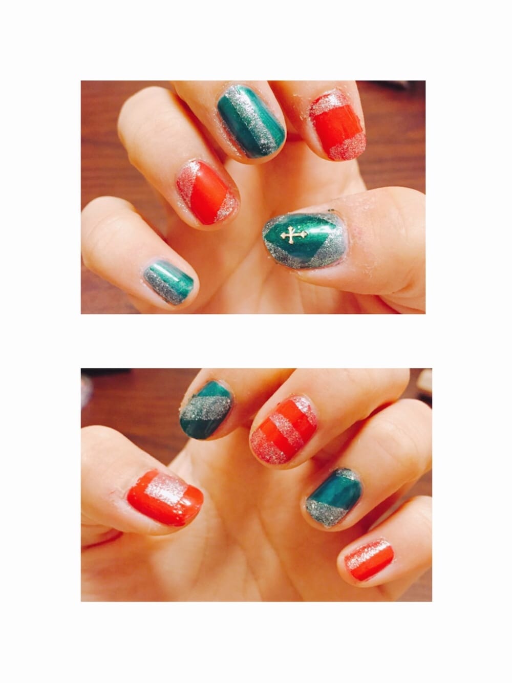 「クリスマス、クリスマスカラー、ネイル、セルフネイル、赤、緑、シルバー、ネイル 手描き」｜「NAIL HOLICのアイテム（その他ボディ・ヘアケア、レッド系）」を使った、ちかさん（レディース・163cm）の冬コーディネートの1枚目の写真
