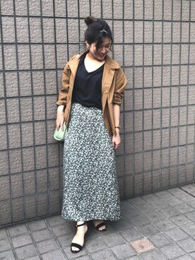 「Rouge vif（ルージュヴィフ）のアイテム（ブルゾン）」を使った、フジハラさん（レディース・156cm）の春コーディネート
