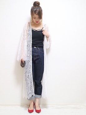 「ロールアップ」｜「アイテム（キャミソール）」を使った、❁Hana❁さん（レディース・155cm）の夏コーディネート