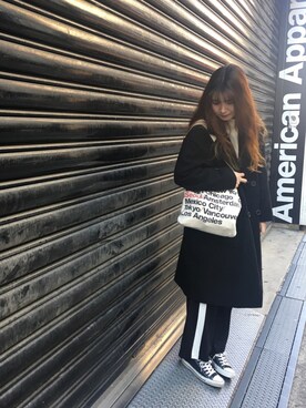 「オールスター」｜「アイテム（チェスターコート）」を使った、hさん（レディース・159cm）の冬コーディネート