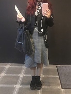 「PAMEO POSE」｜「アイテム（ライダースジャケット）」を使った、hさん（レディース・160cm）の秋コーディネート