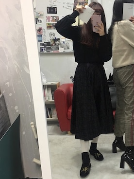 「白タイツ」｜hさん（レディース・159cm・10代）の冬コーディネート