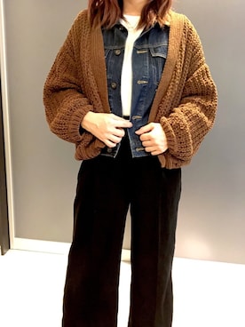 「GU（ジーユー）のアイテム（パンツ、ブラック系）」を使った、Nさん（レディース・159cm）の冬コーディネート