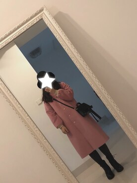 「STAR（スター）のアイテム」を使った、悠悠莎子さん（レディース・158cm）の冬コーディネート