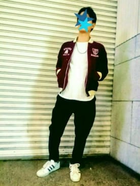 「ジャージーパンツ」｜「アイテム（ブルゾン）」を使った、pss.haruさん（メンズ・171cm）の春コーディネート