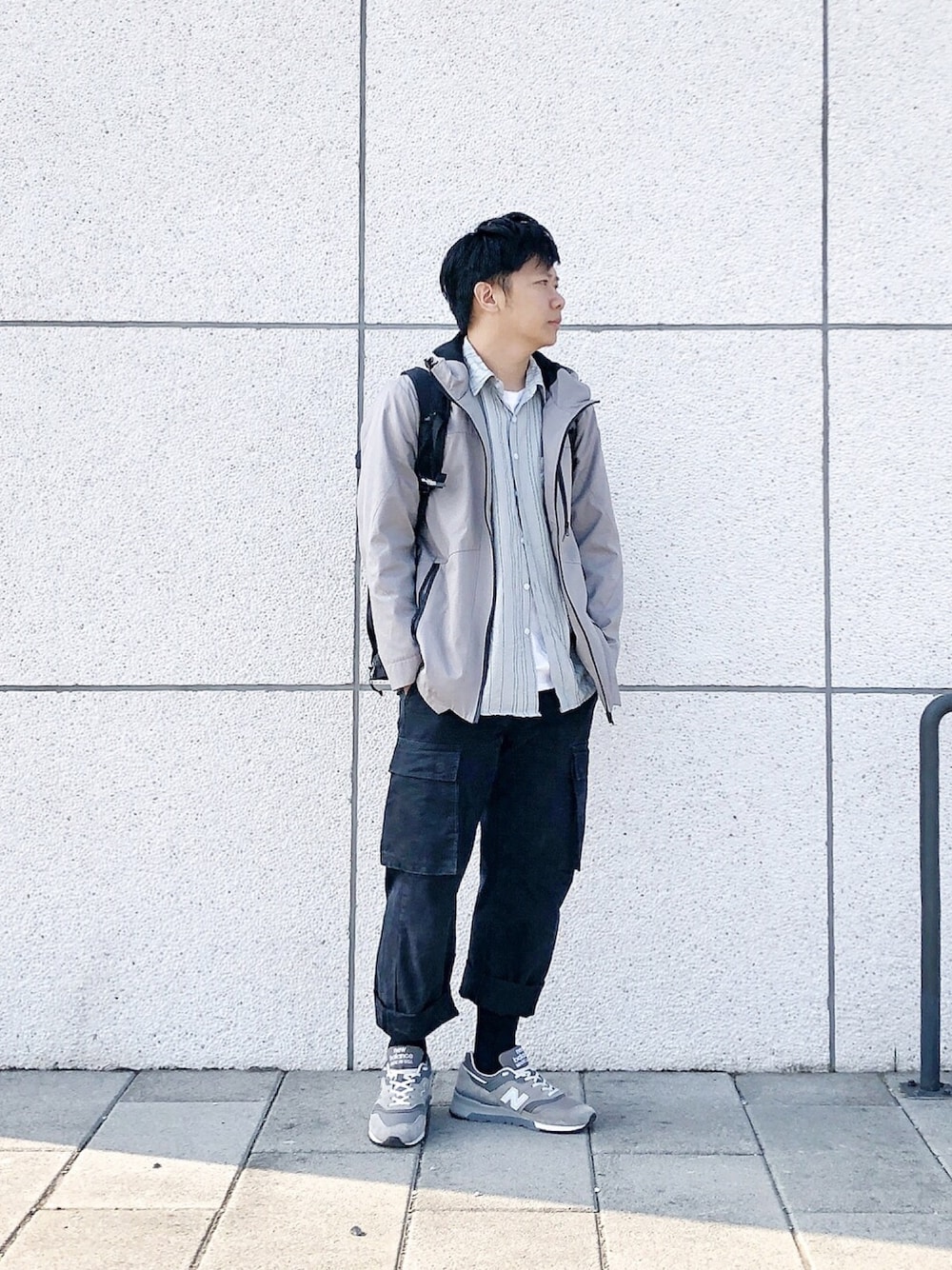 「summer、New Balance、NEWBALANCE、newbalance997、Taiwan、ootd」｜「no brandのアイテム（シャツ/ブラウス、シルバー系）」を使った、zivyehさん（メンズ・165cm）の秋コーディネートの1枚目の写真