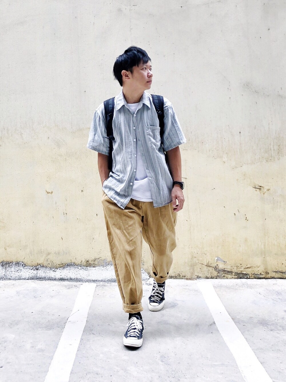 「ootdtw、ootd、converse、CONVERSE1970、men、street、streetstyle」｜「no brandのアイテム（シャツ/ブラウス、シルバー系）」を使った、zivyehさん（メンズ・165cm）の秋コーディネートの1枚目の写真