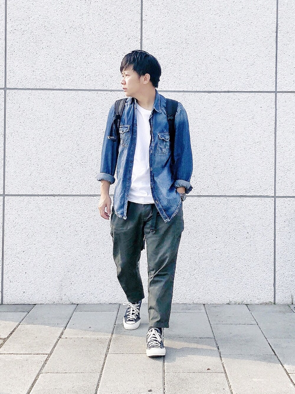 「ootdtw、ootd、converse、CONVERSE1970、street、streetstyle、Green Parks」｜「AGILITYのアイテム（パンツ、グレー系）」を使った、zivyehさん（メンズ・165cm）の冬コーディネートの1枚目の写真