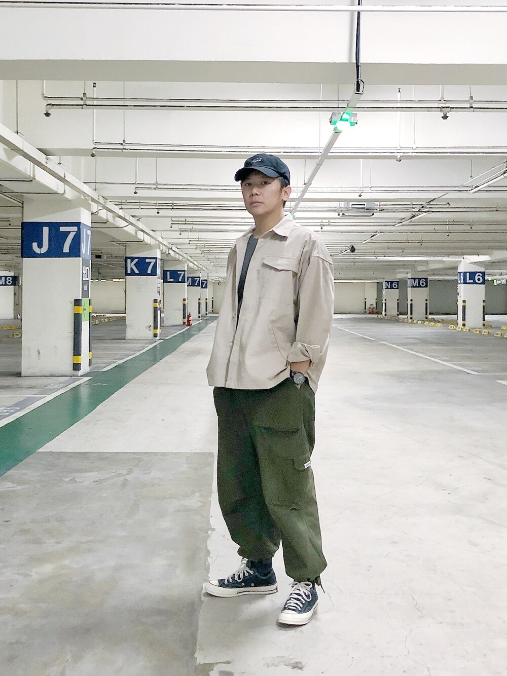 「ootd、ootdtw、converse、CONVERSE1970、VINTAGE、green、men」｜「no brandのアイテム（ジャケット/アウター、ベージュ系）」を使った、zivyehさん（メンズ・165cm）の冬コーディネートの1枚目の写真