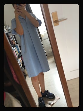 「HELIOPOLE（エリオポール）のアイテム（シャツワンピース）」を使った、ももびたさん（レディース・158cm）の夏コーディネート