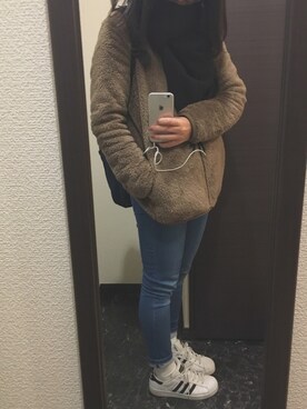 「UNIQLO（ユニクロ）のアイテム（ジャケット/アウター、ベージュ系）」を使った、mauさん（レディース・154cm）の冬コーディネート