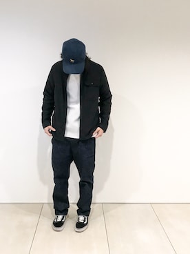 「no brand（ノーブランド）のアイテム（帽子）」を使った、森山慶生(Snow Peak丸の内)さん（メンズ・170cm）の春コーディネート