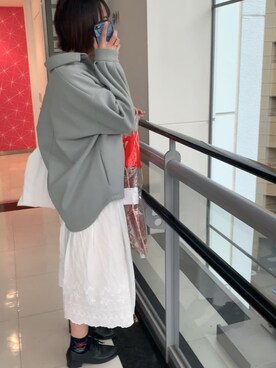 「RETRO GIRL（レトロガール）の裏キルトフェイクウールCPO（その他アウター、ブルー系）」を使った、manaさん（レディース・166cm）の春コーディネート