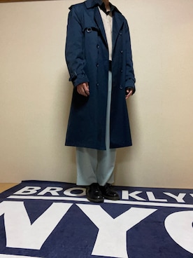 「スラックスパンツ」｜「アイテム（トレンチコート）」を使った、mocha0205さん（メンズ・178cm）の冬コーディネート